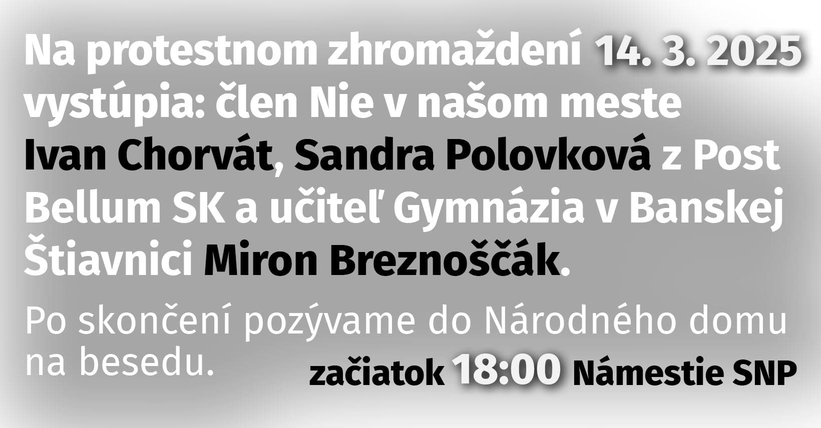 Banska Bystrica 14.3. kto vystúpi
