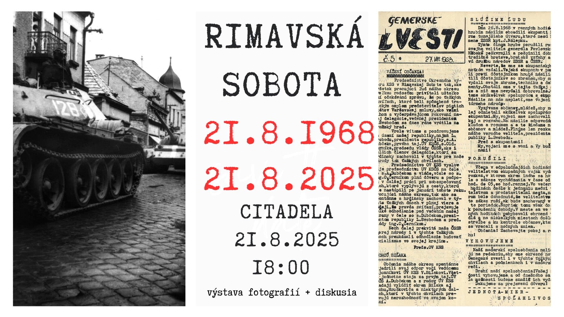 Rimavská Sobota 21.8.1968 - tvárou v tvár okupácii