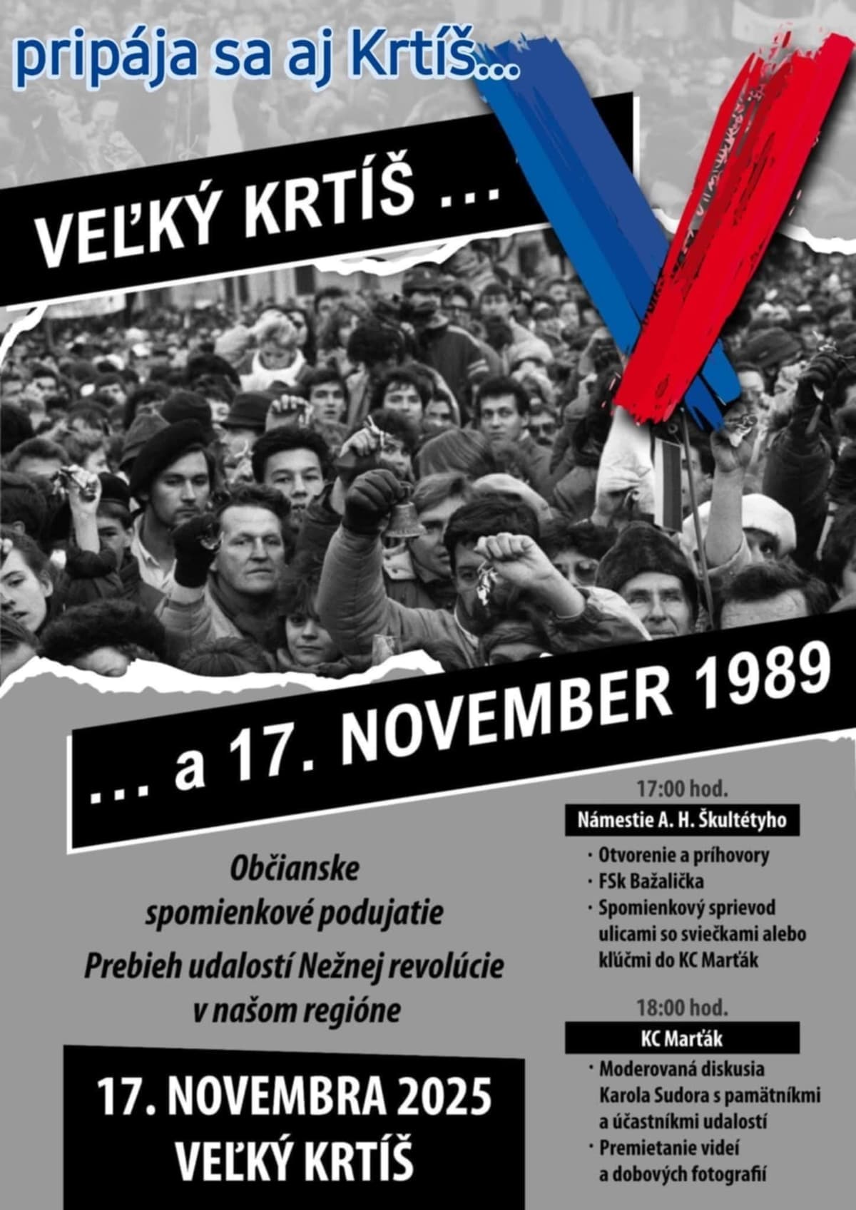 Spomienkové podujatie k 17. novembru 1989 Veľký Krtíš